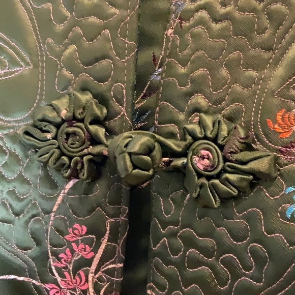 VTG Tangzhuang Green Silk Jacket 38 - Picture 3 of 8